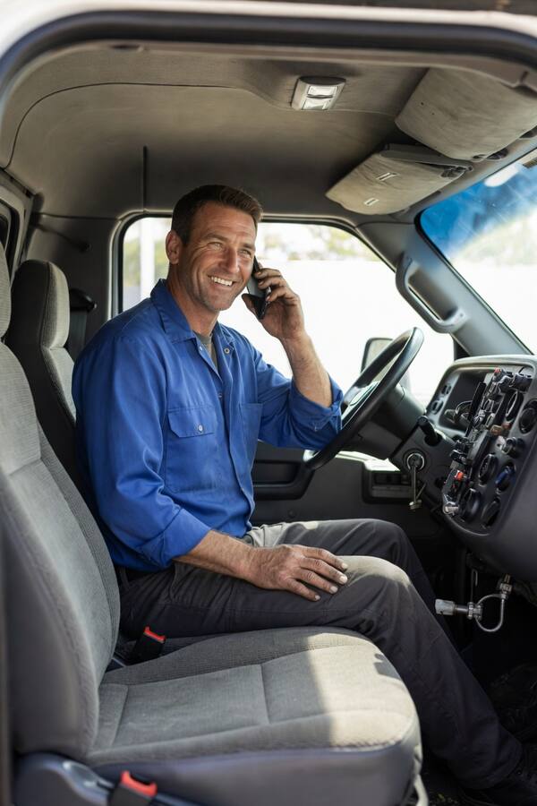 Technician calling Ashley — job documented, moving to next job